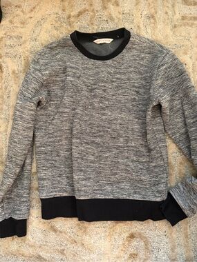 Rebecca Taylor Gray Marled Crewneck Sweater with Black Trim XS
